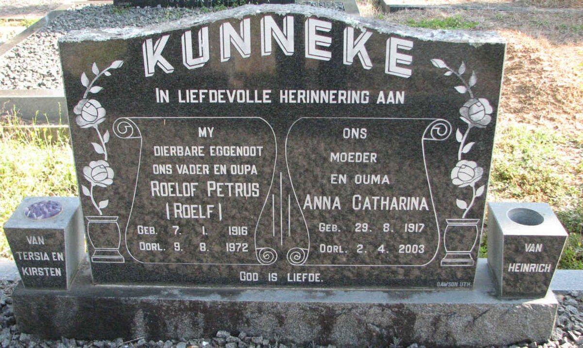 KUNNEKE Roelof Perus 1916-1972 &amp; Anna Catharina 1917-2003