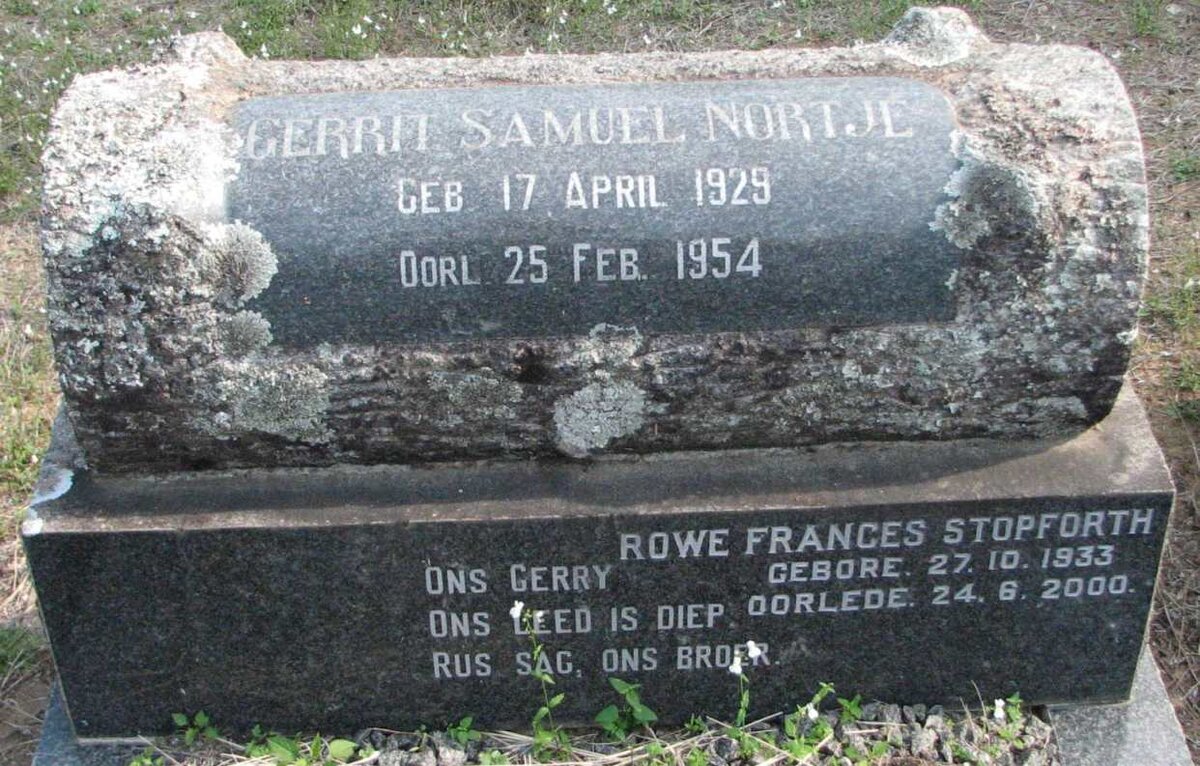 NORTJE Gerrit Samuel 1929-1954 :: STOPFORTH Rowe Frances 1933-2000