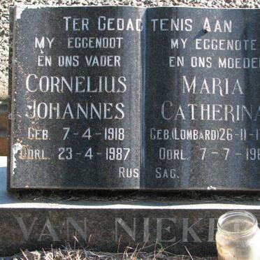 NIEKERK Cornelius Johannes, van 1918-1987 &amp; Maria Catharina LOMBARD 1918-1969