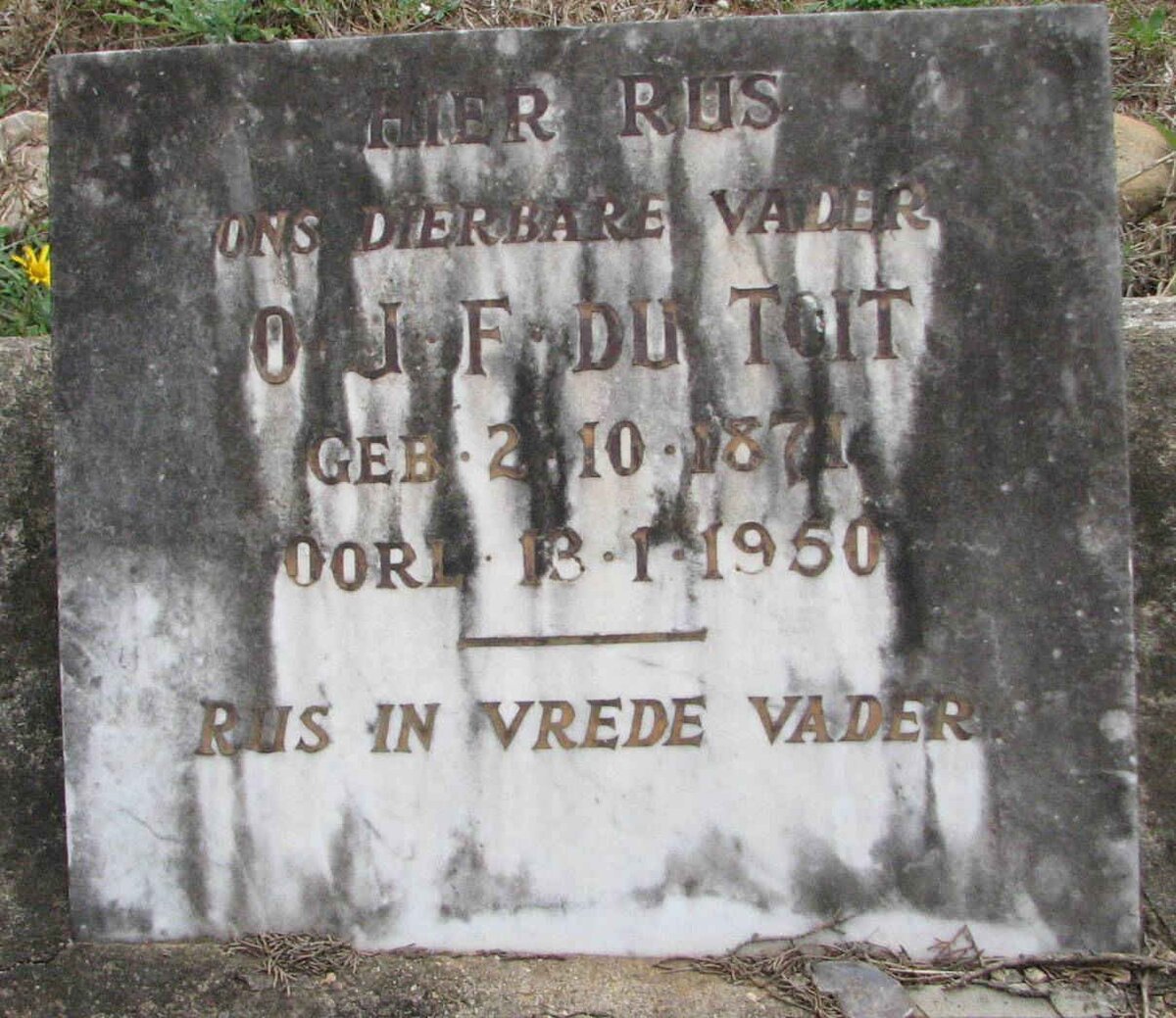 TOIT O.J.F., du 1871-1950