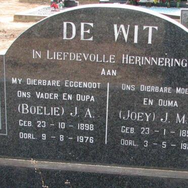 WIT J.A., de 1898-1976 &amp; J.M.E. 1898-1981