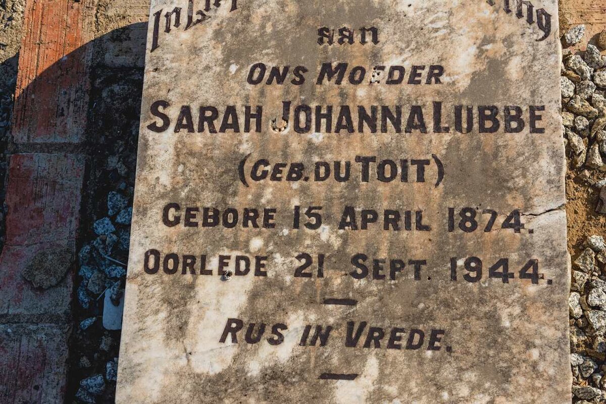 LUBBE Sarah Johanna nee DU TOIT 1874-1944