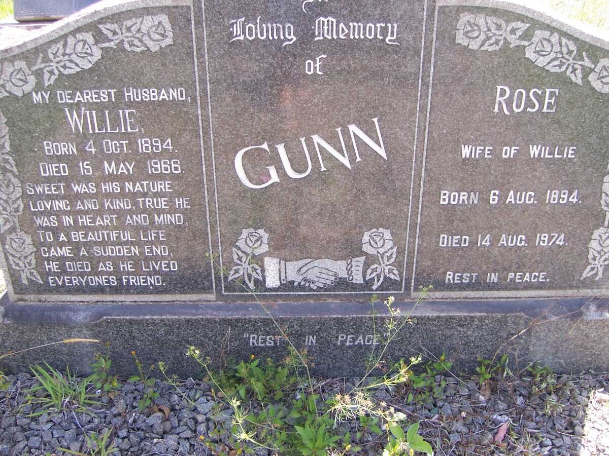 GUNN Willie 1894-1966 &amp; Rose 1894-1974
