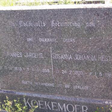 KOEKEMOER Johannes Jurgens 1895-1959 &amp; Susanna Johanna Hester 1903-1969