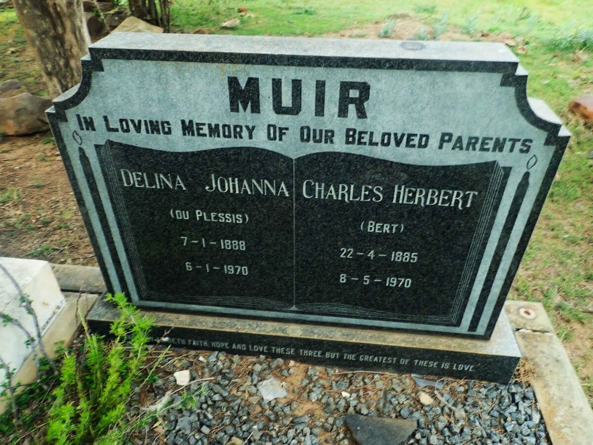 MUIR Charles Herbert 1885-1970 &amp; Delina Johanna DU PLESSIS 1888-1970