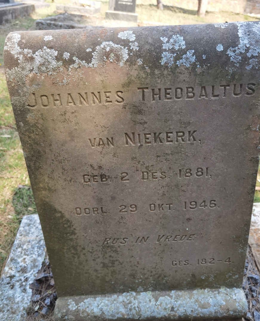 NIEKERK Johannes Theobaltus, van 1881-1946
