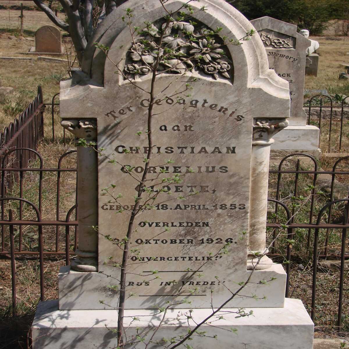 CLOETE Christiaan Cornelius 1853-1926