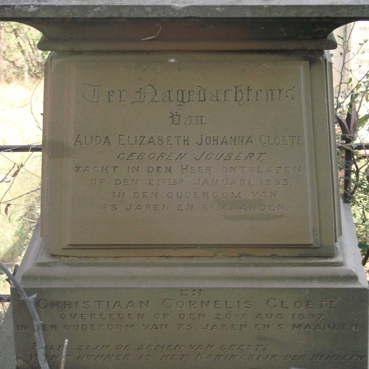 CLOETE Christiaan Cornelis  -1897 &amp; Alida Elizabeth Johanna JOUBERT -1893