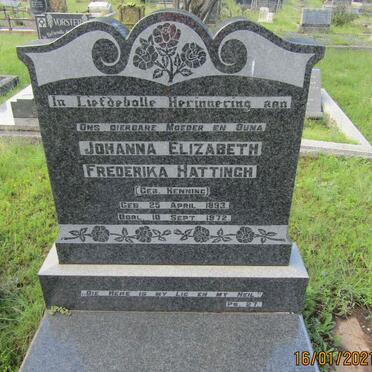 HATTINGH Johanna Elizabeth Frederika  nee HENNING 1893-1972