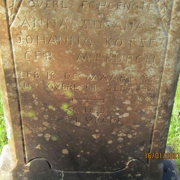 KOTZE Anna Susana Johanna nee MYBURGH 1883-1921