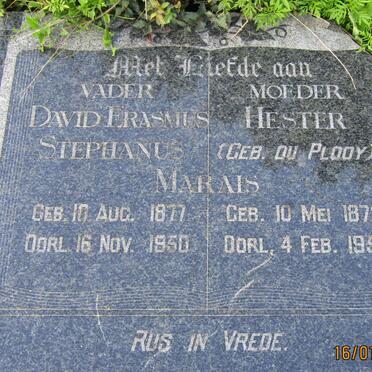 MARAIS David Erasmus Stephanus 1877-1950 &amp; Hester DU PLOOY 1878-1955