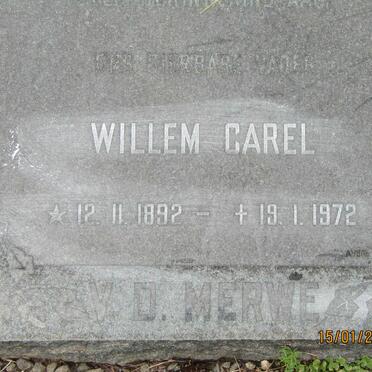 MERWE Willem Carel, v.d. 1892-1972