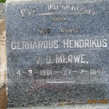 MERWE Gerhardus Hendrikus, v.d. 1901-1945