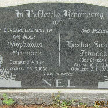 NEL Stephanus Francois 1884-1963 &amp; Hester Susanna Johanna BEKKER 1892-1978