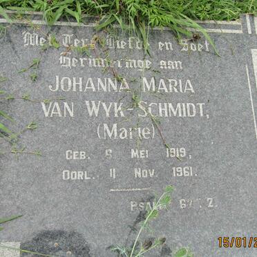 SCHMIDT Johanna Maria, VAN WYK 1919-1961