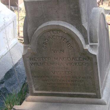 VICKERS Hester Magdalena Wilhelmina nee VISSER 1837-1882