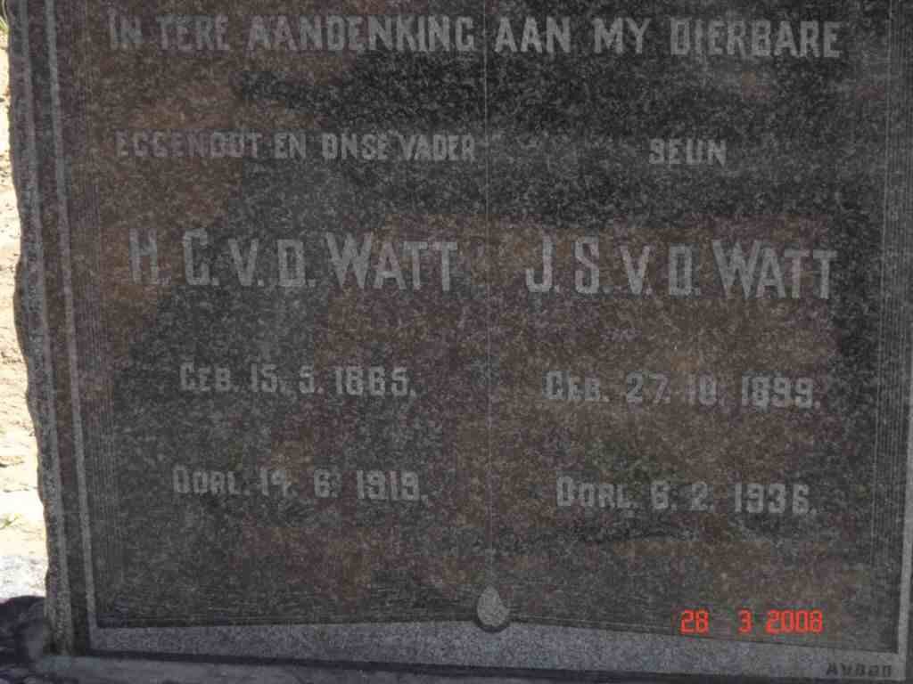 WATT H.C.. v.d.  1865-1919 &amp; J.S. 1899-1936