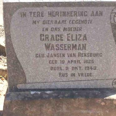 WASSERMAN Grace Eliza nee JANSEN VAN RENSBURG 1925-1948