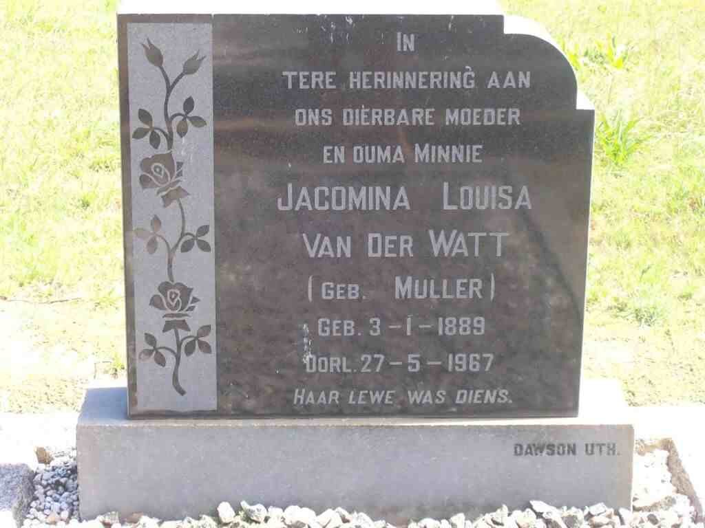 WATT Jacomina Louisa, van der nee MULLER 1889-1967