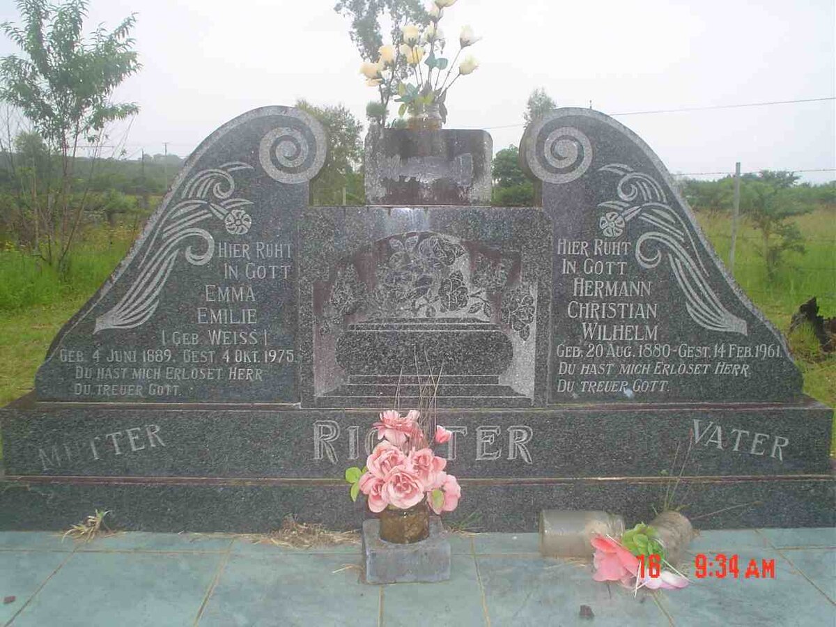 RICHTER Hermann Christian Wilhelm 1880-1961 &amp; Emma Emilie WEISS 1889-1975