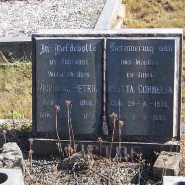 VICTOR Nicholas Petrus 1908-1979 &amp; Aletta Cornelia 1920-1993