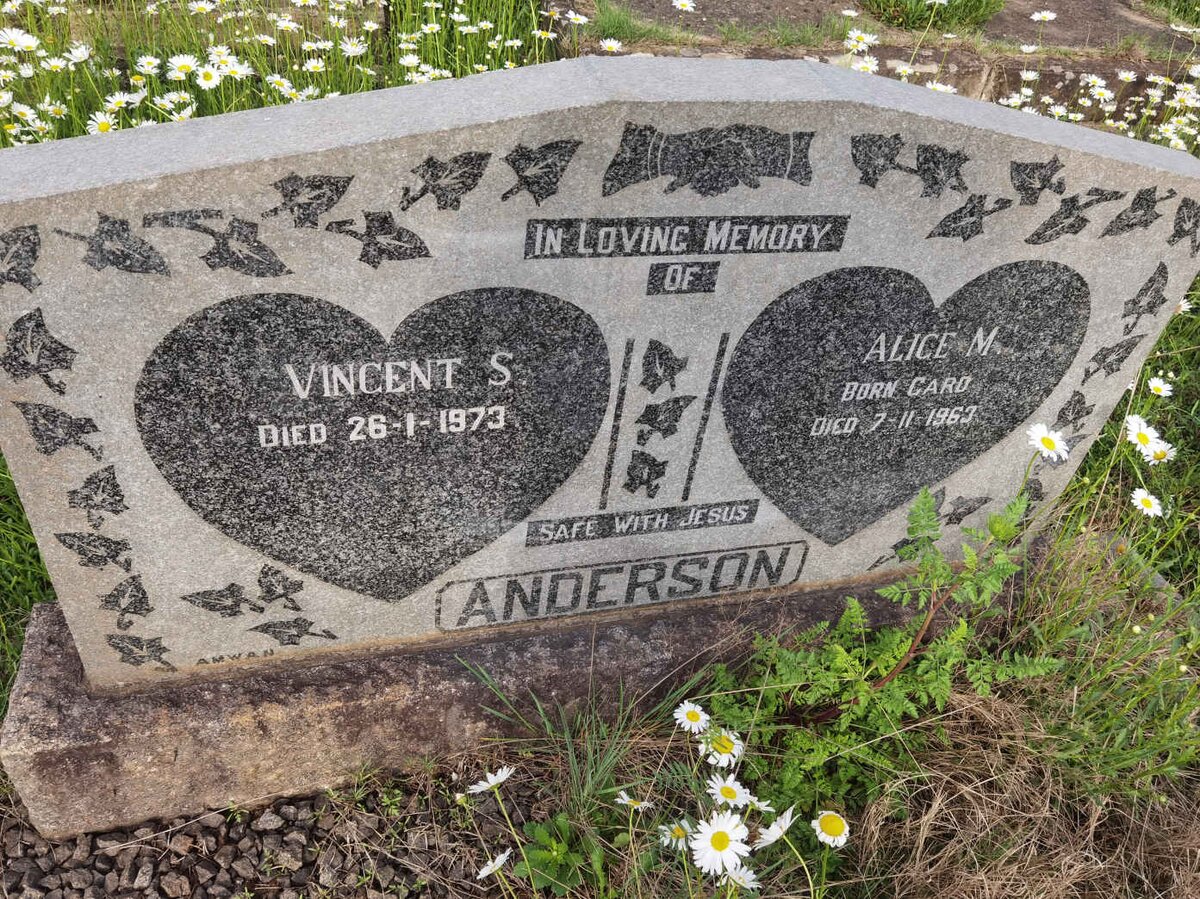 ANDERSON Vincent S. -1973 &amp; Alice M. CARD -1963