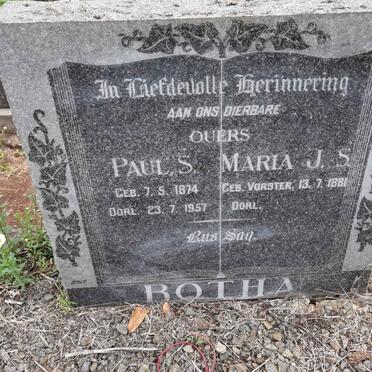 BOTHA Paul S. 1874-1957 &amp; Maria J.S. VORSTER 1881-