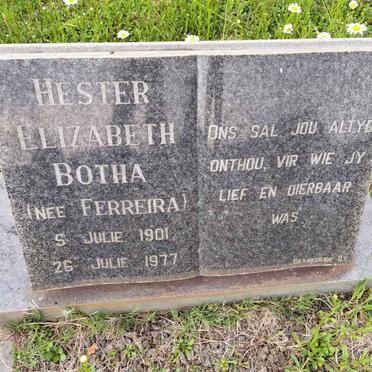 BOTHA Hester Elizabeth nee FERREIRA 1901-1977