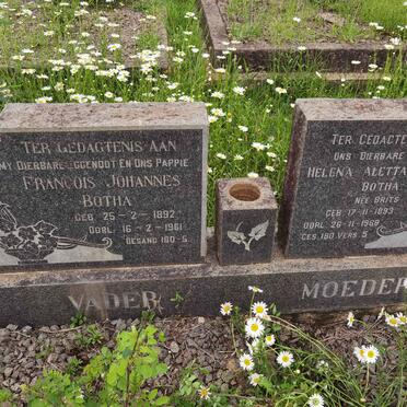 BOTHA Francois Johannes 1892-1961 &amp; Helena Aletta Susanna BRITS 1893-1968