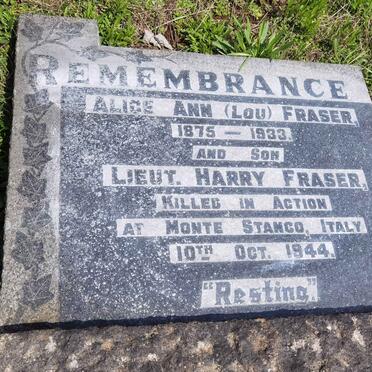 FRASER Alice Ann 1875-1933 :: FRASER Harry -1944