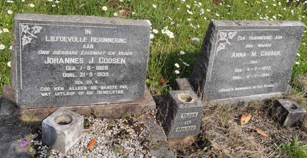 GOOSEN Johannes J. 1868-1939 &amp; Anna M. NEL 1873-1941