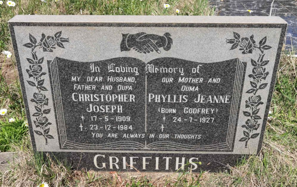 GRIFFITHS Christopher Joseph 1909-1984 &amp; Phyllis Jeanne GODFREY 1927-