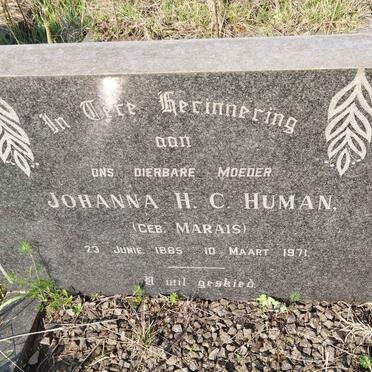 HUMAN Johanna H.C. nee MARAIS 1885-1971