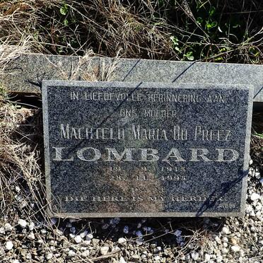 LOMBARD Machteld Maria nee DU PREEZ 1915-1995