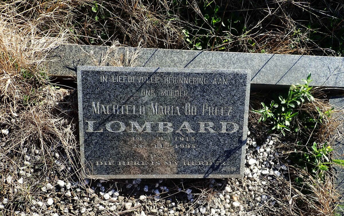 LOMBARD Machteld Maria nee DU PREEZ 1915-1995