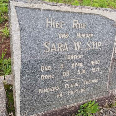 STIP Sara W. nee BOTHA 1883-1921