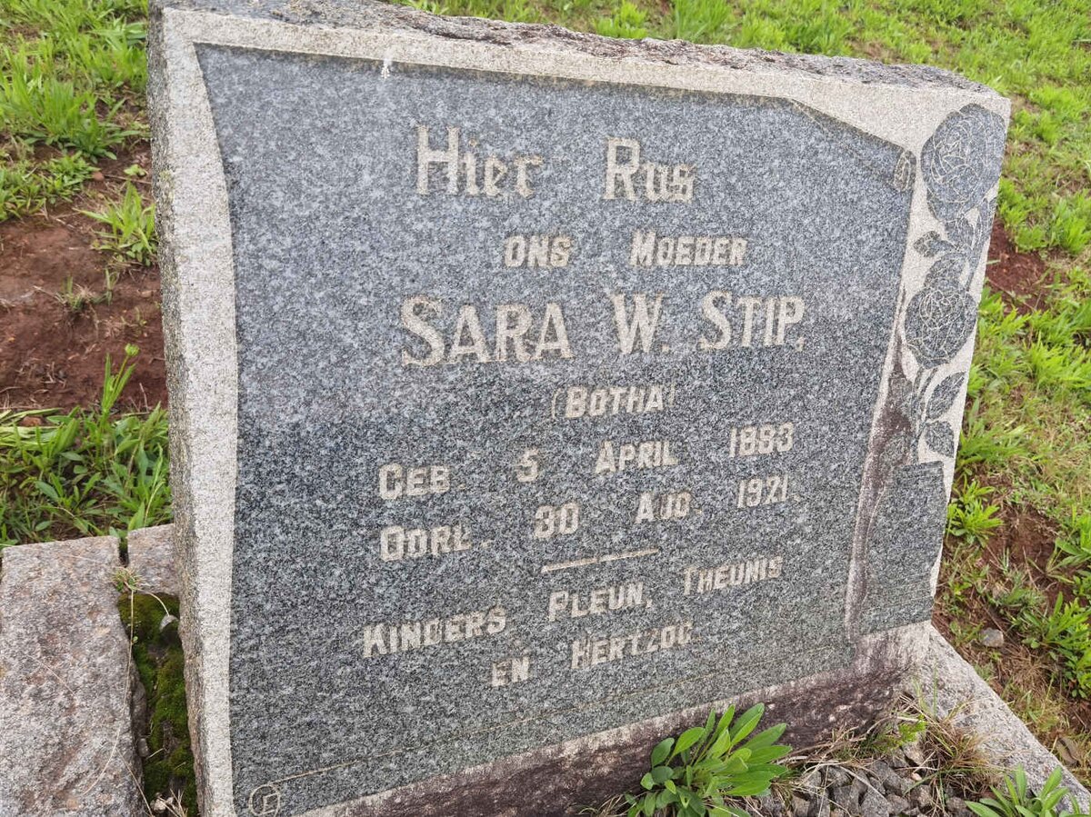 STIP Sara W. nee BOTHA 1883-1921