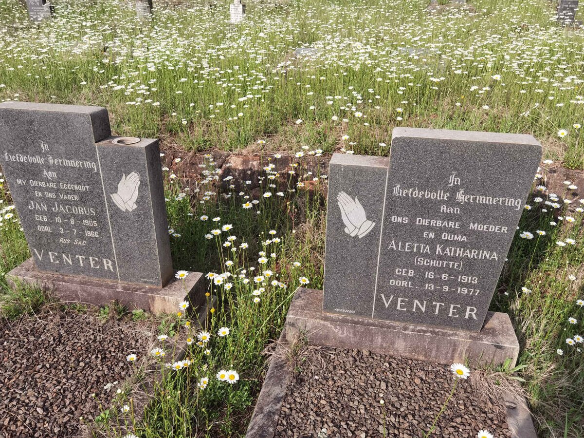 VENTER Jan Jacobus 1905-1966 &amp; Aletta Katharina SCHUTTE 1913-1977