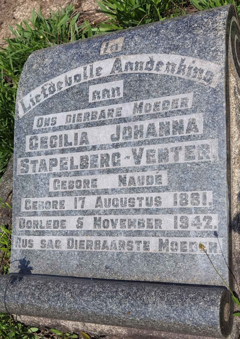 VENTER Cecilia Johanna, STAPELBERG nee NAUDE 1881-1942