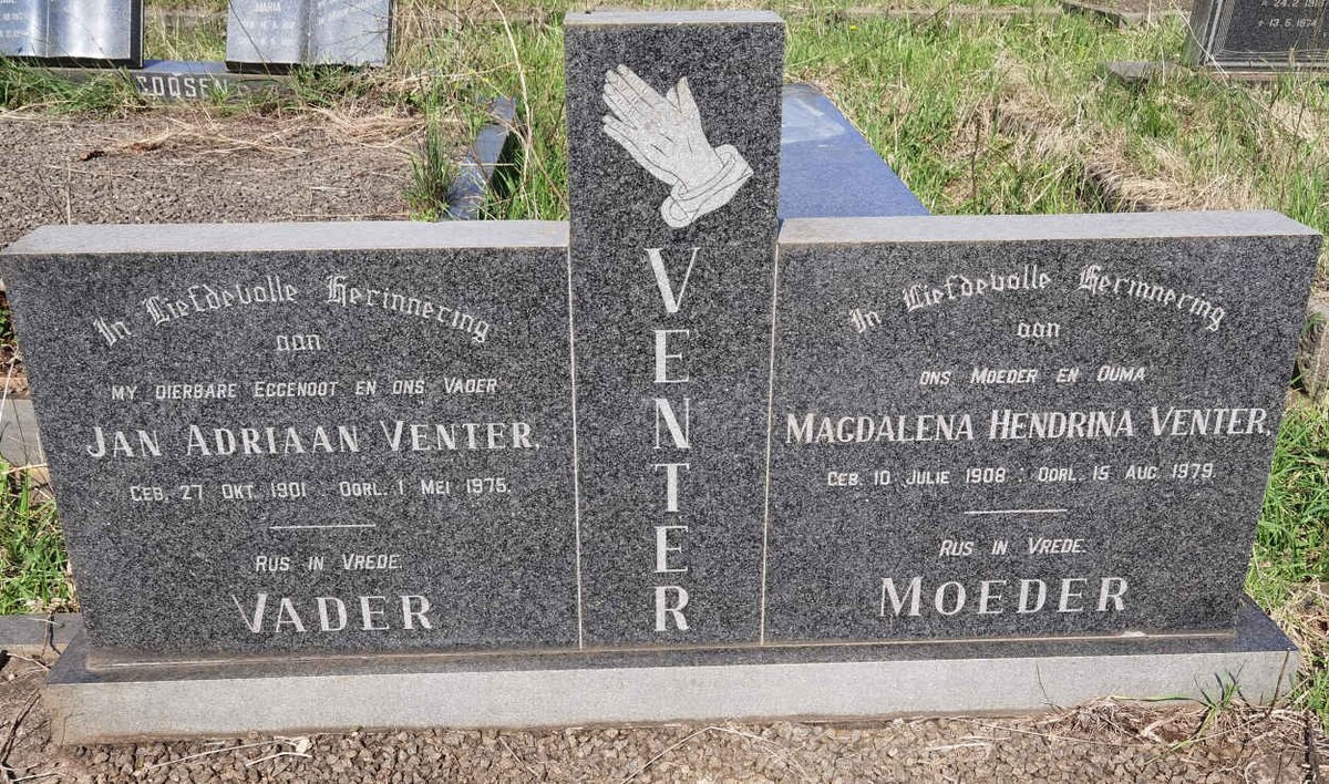 VENTER Jan Adriaan 1901-1975 &amp; Magdalena Hendrina 1908-1979