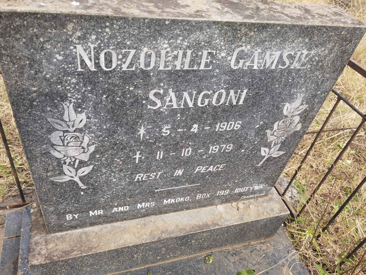 SANGONI Nozolile Gamsie 1906-1979