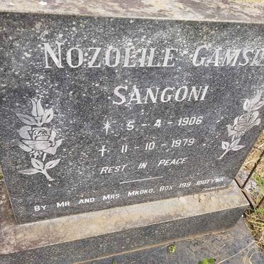 SANGONI Nozolile Gamsie 1906-1979