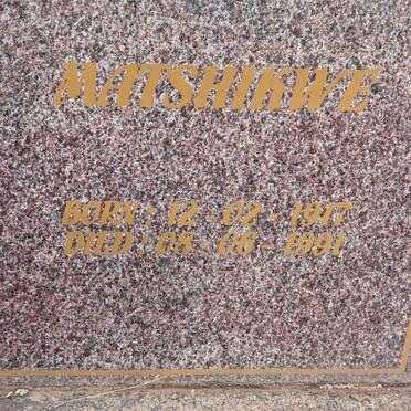 KOTI Matshikwe 1917-1991