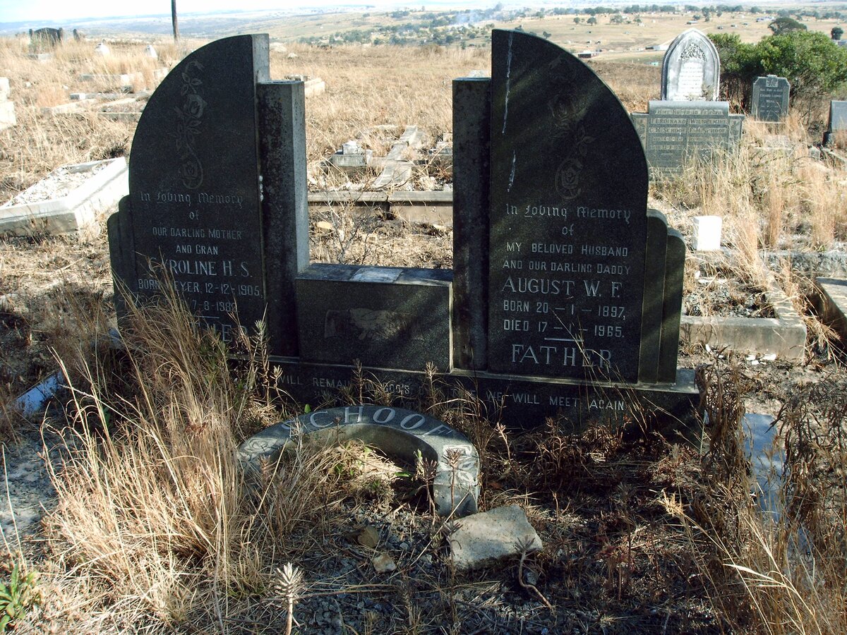 SCHOOF August W.F. 1897-1965 &amp; Caroline H.S. WEYER 1905-198?