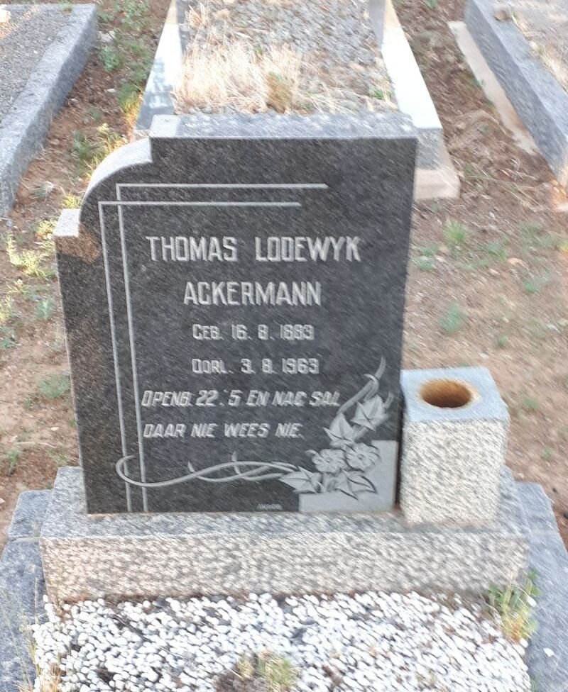 ACKERMANN Thomas Lodewyk 1883-1963