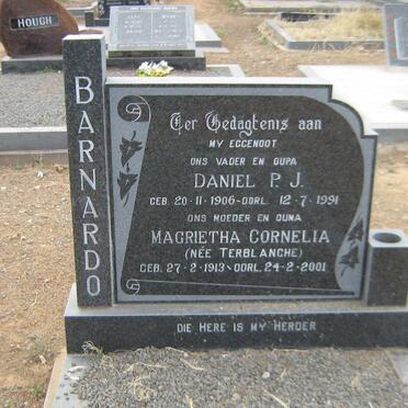 BARNARDO Daniel P.J. 1906-1991 &amp; Magrietha Cornelia TERBLANCHE 1913-2001