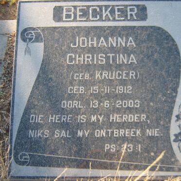 BECKER Johanna Christina nee KRUGER 1912-2003