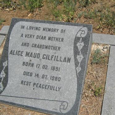 GILFILLAN Alice Maud 1891-1980