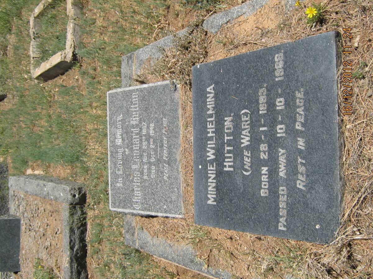 HUTTON Charles Leonard 1887-1948 &amp; Minnie Wilhelmina WARE 1893-1968