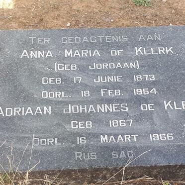 KLERK Adriaan Johannes, de 1867-1966 &amp; Anna Maria JORDAAN 1873-1954